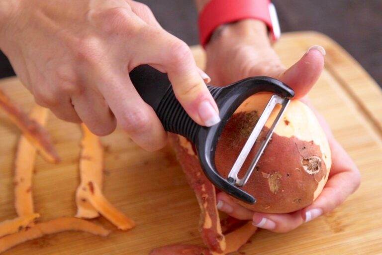 Optional: Peel sweet potatoes.