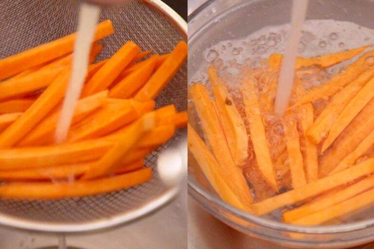 Optional: Rinse and soak sweet potato fries before air frying.
