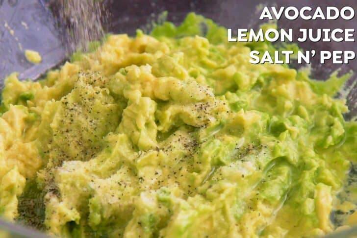 Add lemon juice, salt, and pepper, stirring well to combine.