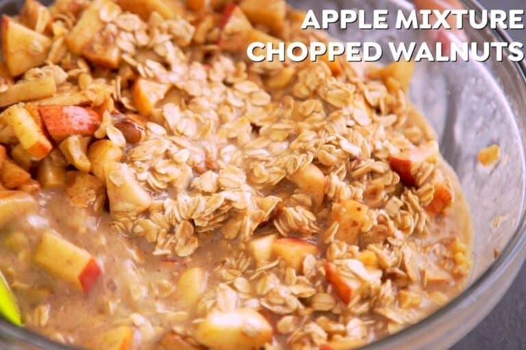 Stir dry oat mixture into wet mixture, then fold in cinnamon apples.