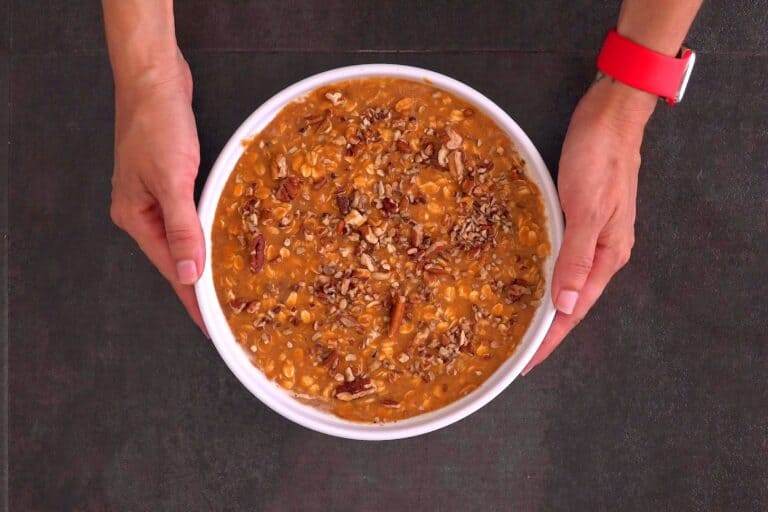 Bake pumpkin breakfast casserole at 350°F (180°C) for 40-50 minutes.