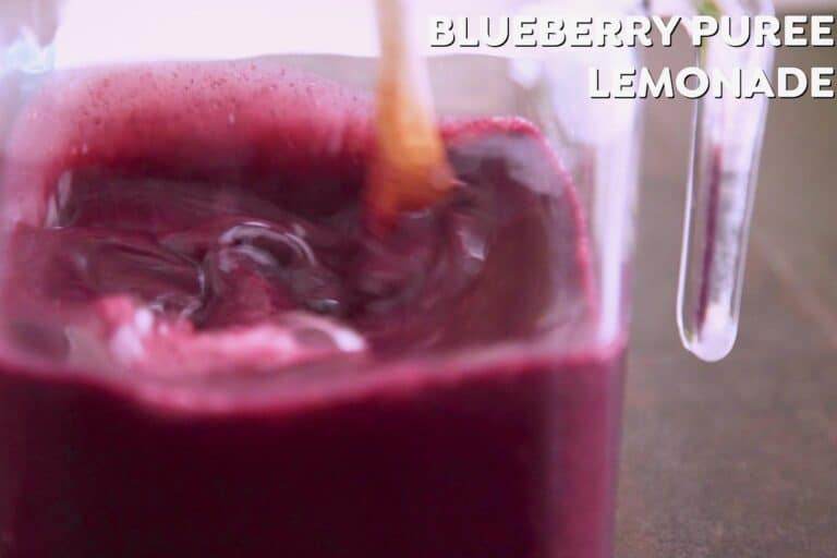 Combine blueberry puree with lemonade and stir well to integrate. Chill before serving.