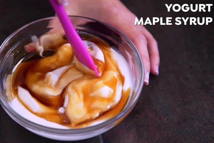 Combine yogurt of choice with maple syrup.