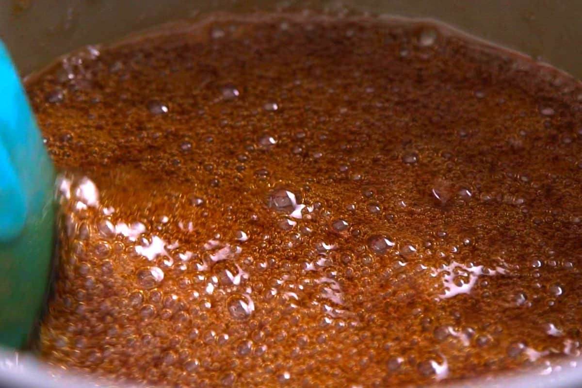 How to Make Brown Sugar Syrup for Boba: Bring water and brown sugar to a boil, then turn down heat and simmer 5 minutes, until thickened.