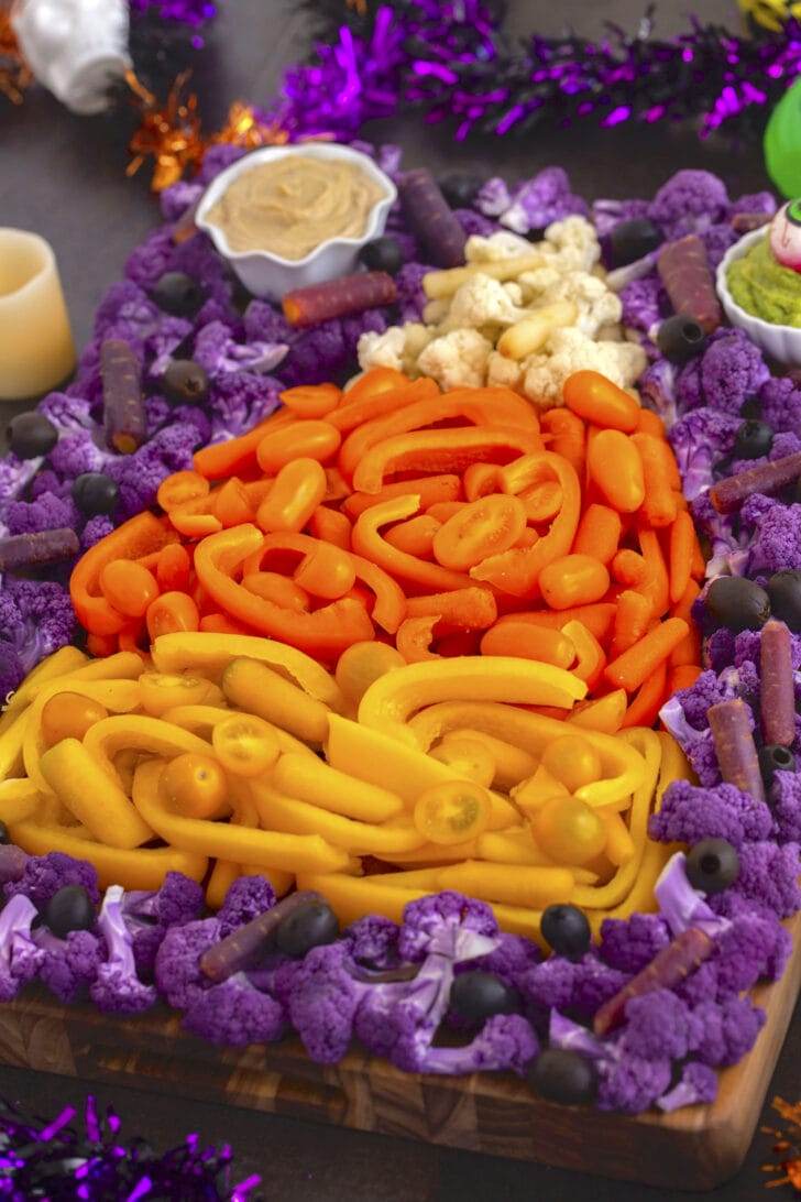Candy Corn Veggie Tray for Halloween