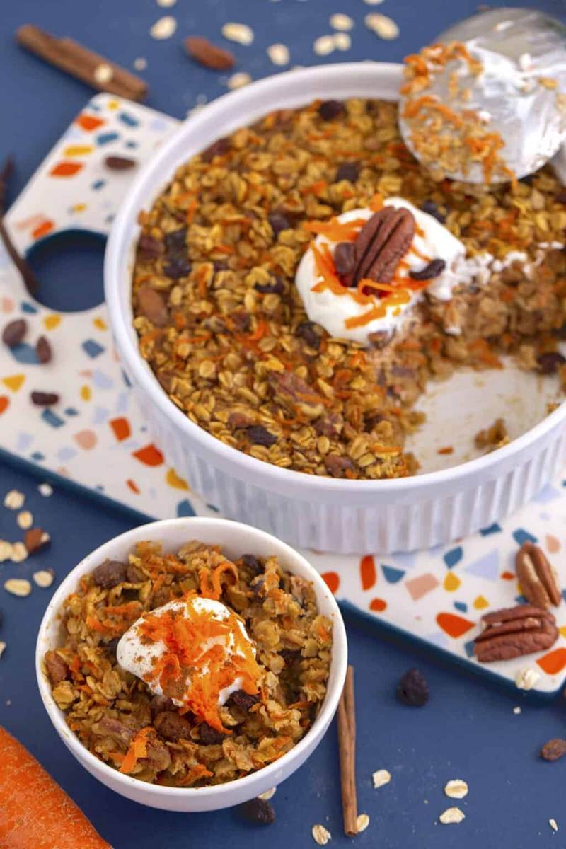 Baked Carrot Cake Oatmeal Casserole