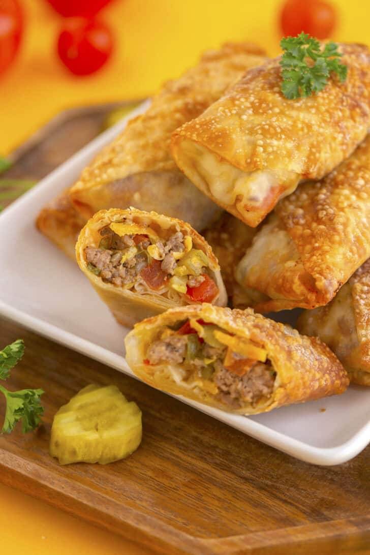 Cheeseburger Egg Rolls in Air Fryer
