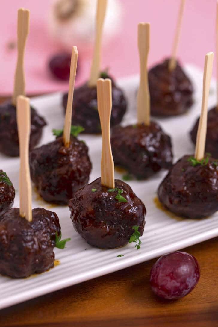 Crockpot Grape Jelly BBQ Meatballs