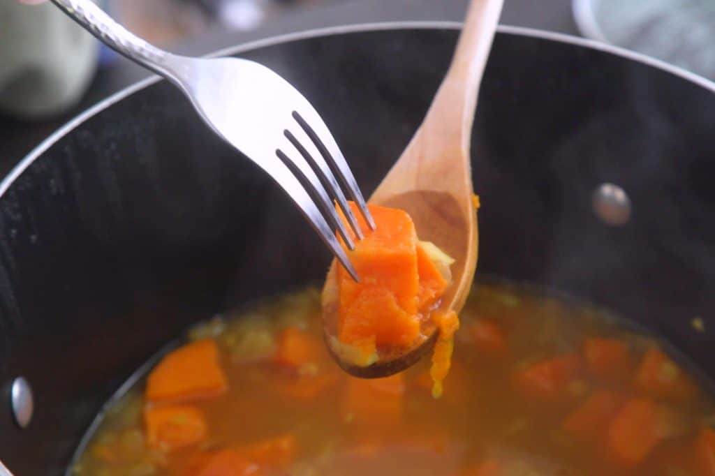 Cook until sweet potatoes are fork tender