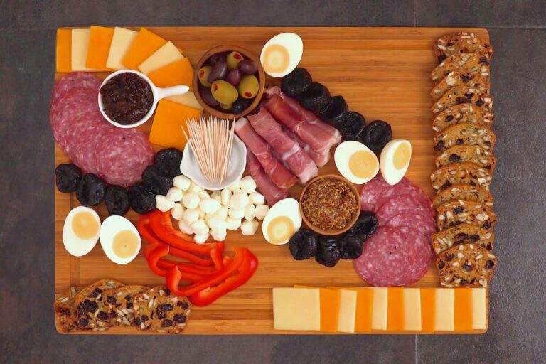 Arrange ingredients on your board in lines or piles.