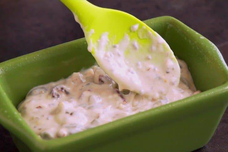 Combine all batter ingredients in a bowl, then transfer into greased mini loaf pans.