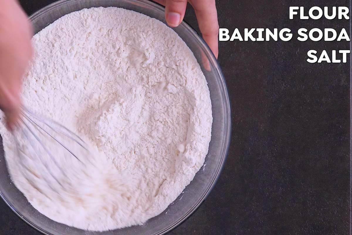 Separately, whisk together flour, baking soda, and salt.