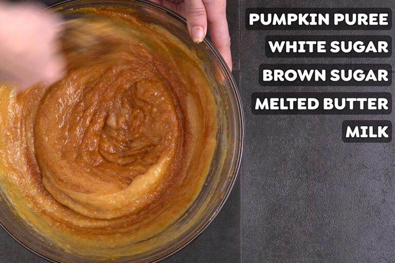 Once combined, whisk in melted butter (or coconut oil) and milk.
