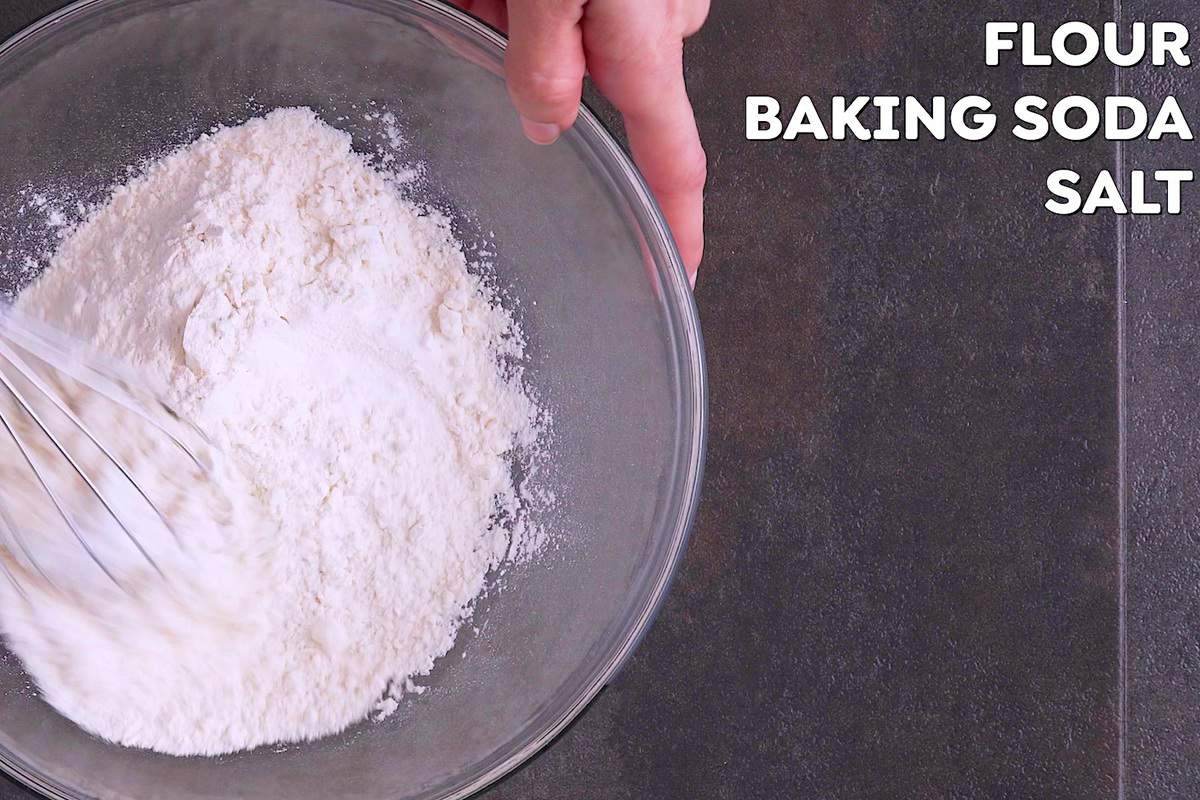 Separately, whisk together flour, baking soda, and salt.