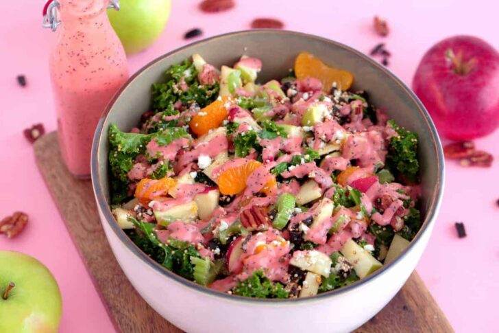 Kale Quinoa Salad with Feta Apples and Pecans
