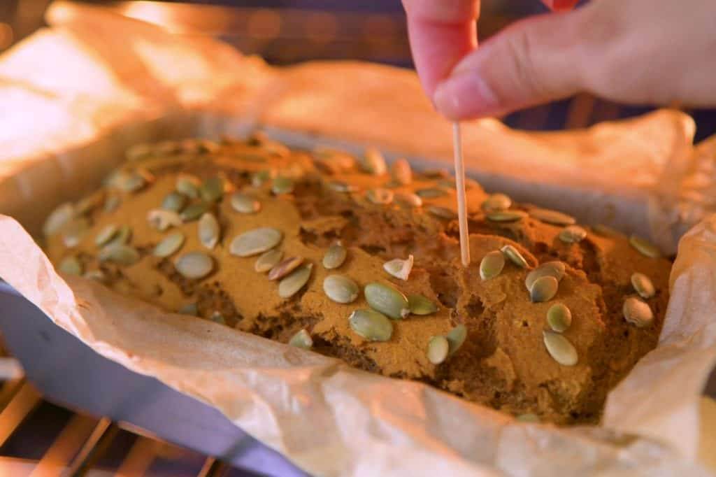 Done baking when a toothpick comes out clean