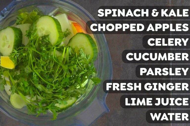 Add all green juice ingredients into a blender.
