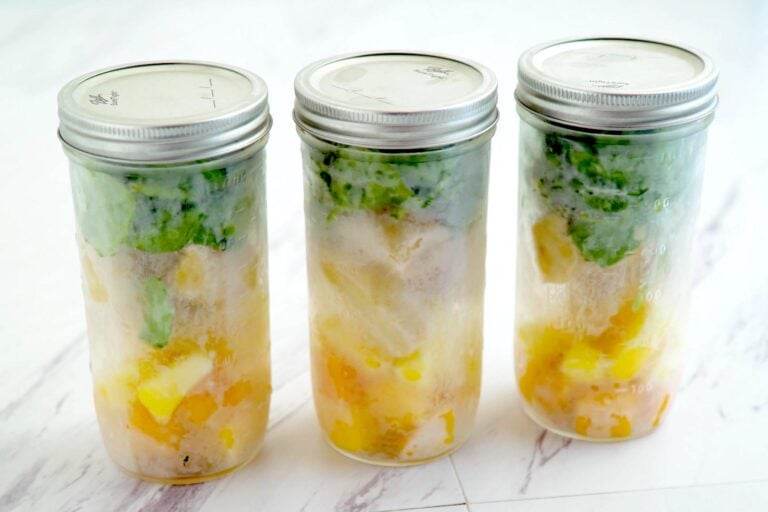 Store frozen smoothie packs in mason jars for up to 3 months.
