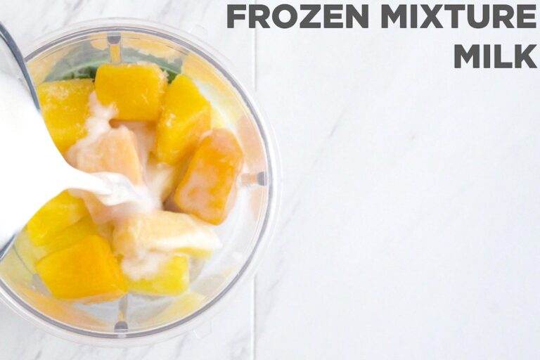 When you're ready for a smoothie, pour frozen smoothie ingredients into blender and add milk.