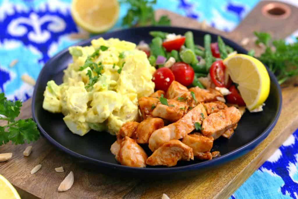 Grilled BBQ Chicken Tenders, how to grill chicken tenders in a skillet, pan grilled chicken, barbecue chicken breast, side dishes for bbq chicken, bbq chicken bowl, bbq chicken lunch ideas, lunch meal prep recipes, healthy lunches for work