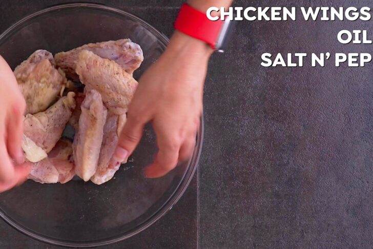 Toss wings with a drizzle of oil and desired seasonings.