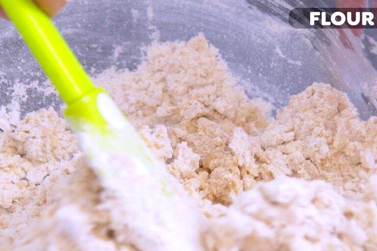 Add flour and mix with a rubber spatula.
