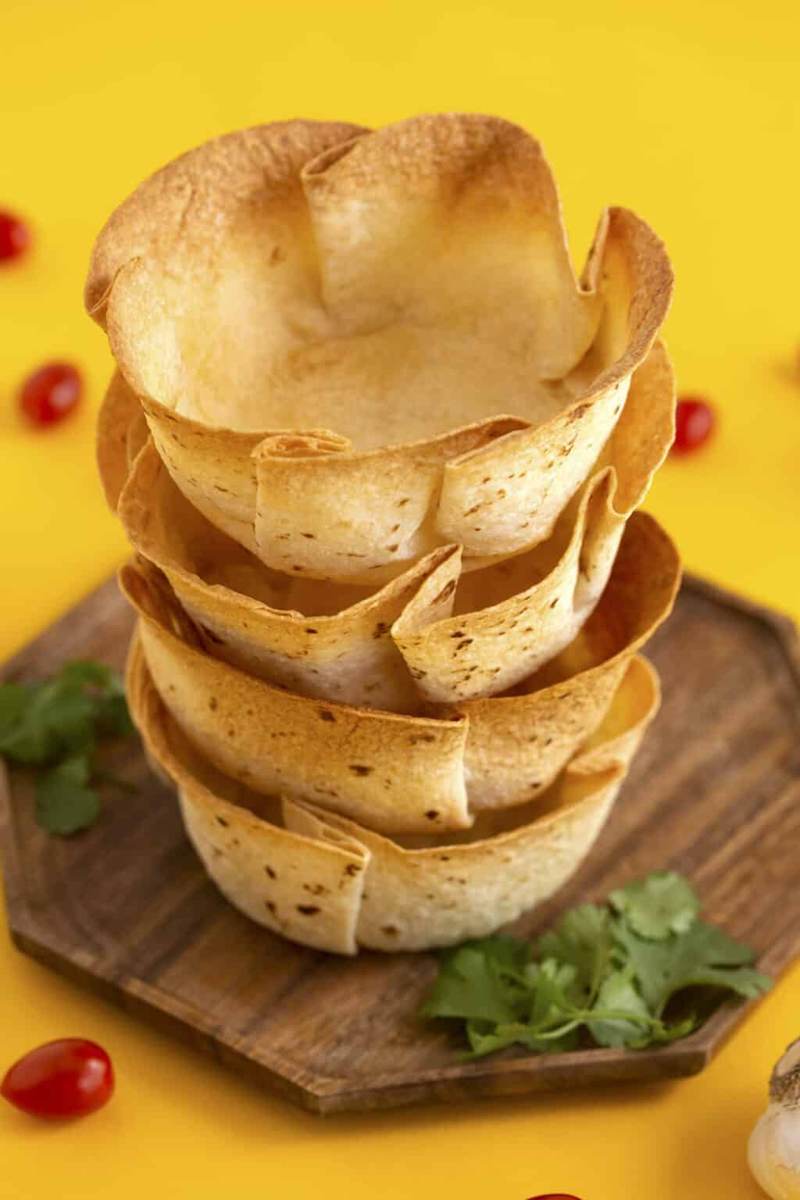 Homemade Tortilla Bowls in oven