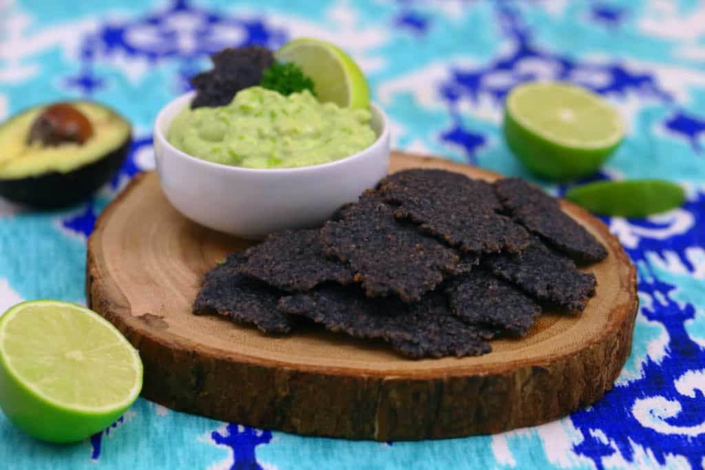 homemade black bean chips, bean chips, black bean chips recipe, how to make bean chips, black bean flour recipes, homemade vegan crackers, avocado dip recipe, creamy avocado dip, avocado dip for chips