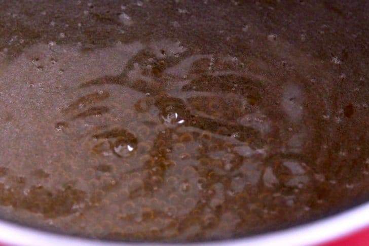Bring mixture to a light simmer, then turn off the heat just before it boils.