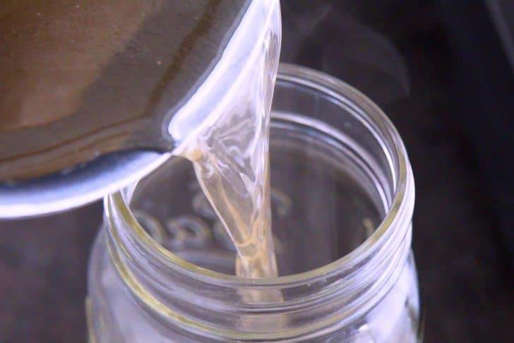 Transfer homemade simple syrup to a jar and store in the fridge.