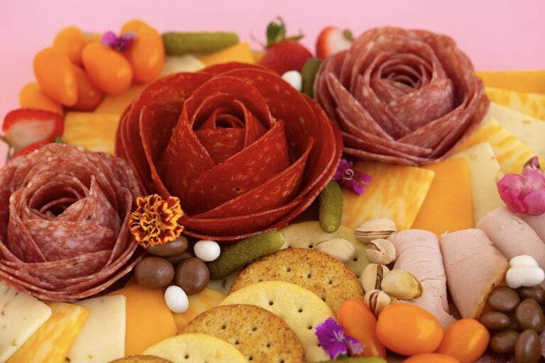 Fancy Charcuterie Board with Meat Roses