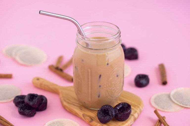 Iced Chai Tea Latte with Prune Juice