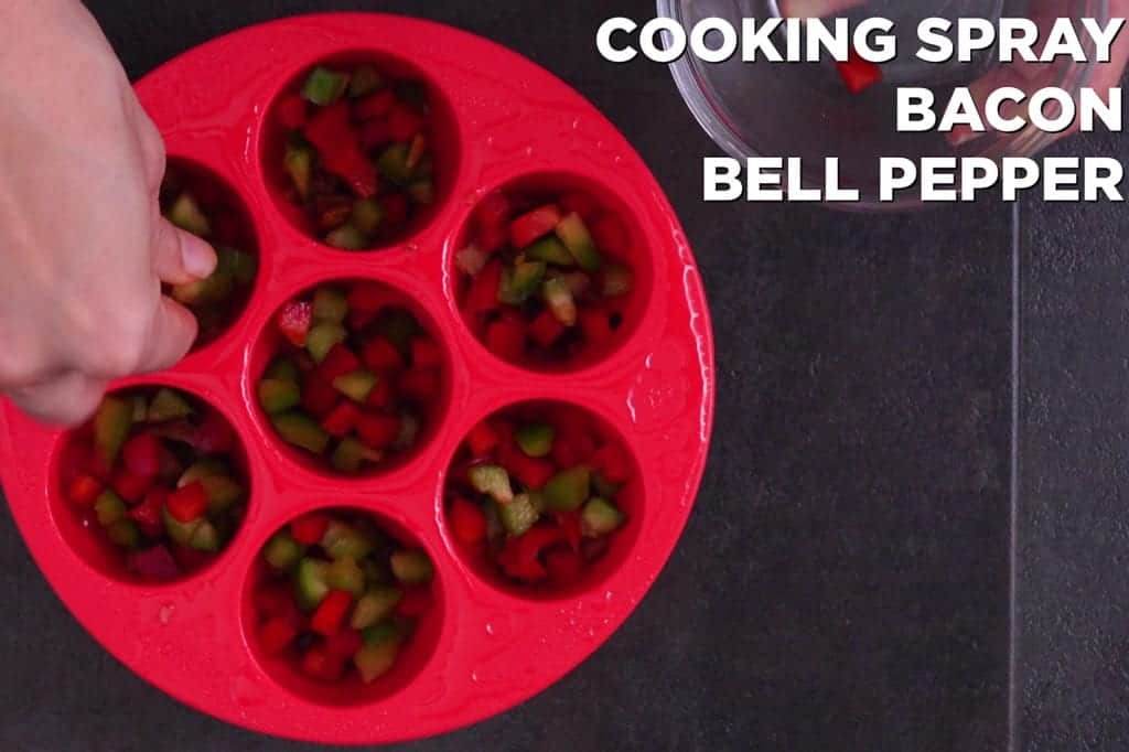 Add egg bites filling ingredients into silicone mold