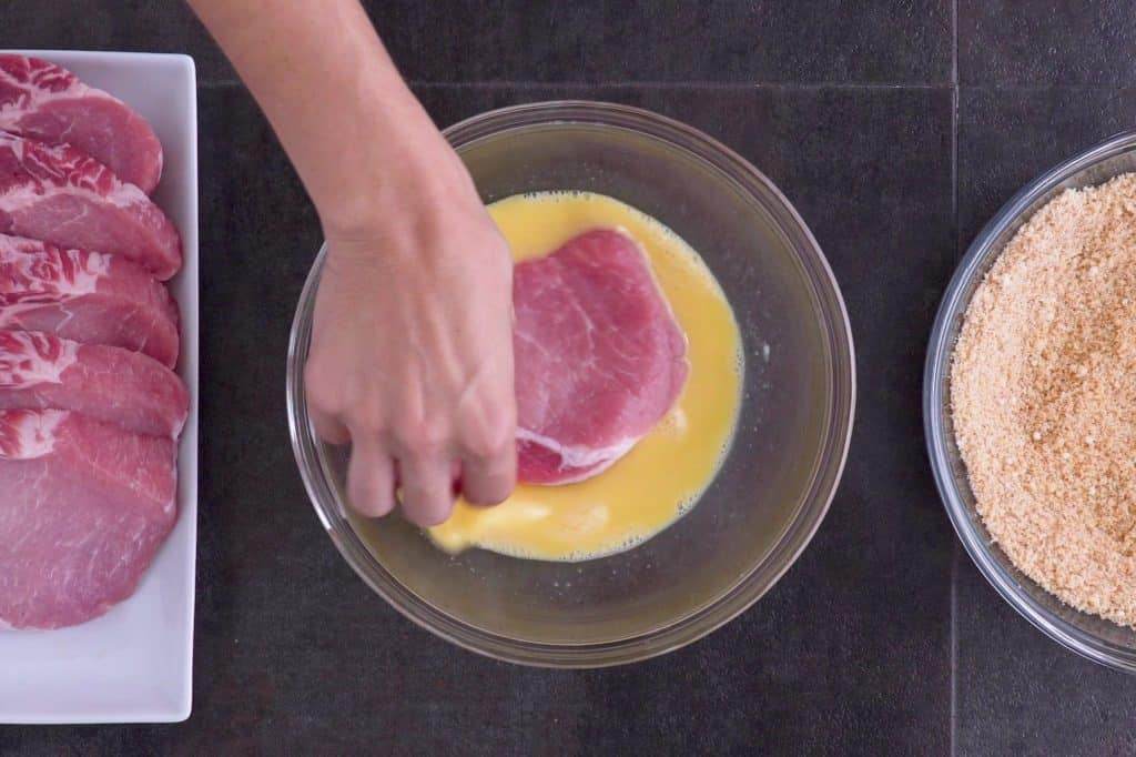 Dredge Pork Chops in Eggs
