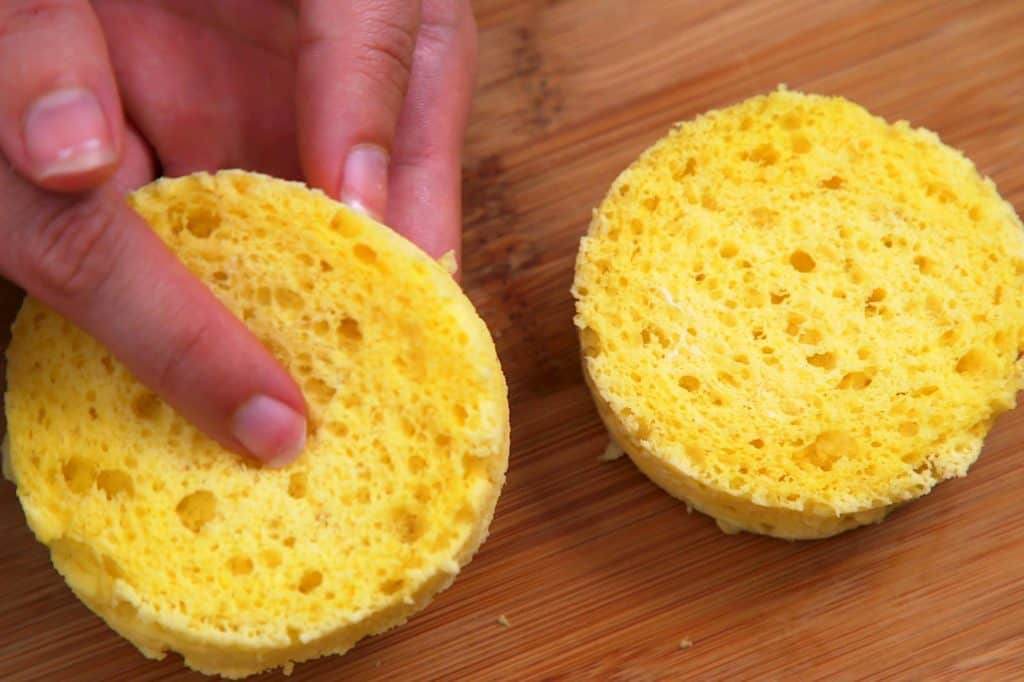 Keto mug biscuit with fluffy texture