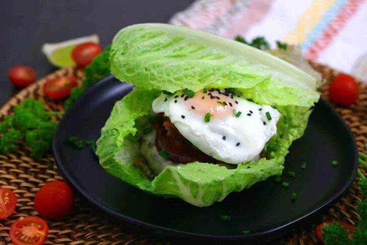 Keto Breakfast Burger in a Lettuce Wrap