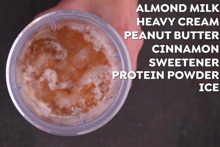 Add all keto shake ingredients into a blender. If desired, add collagen or protein powder for a protein boost, and coconut or MCT oil for additional fats.