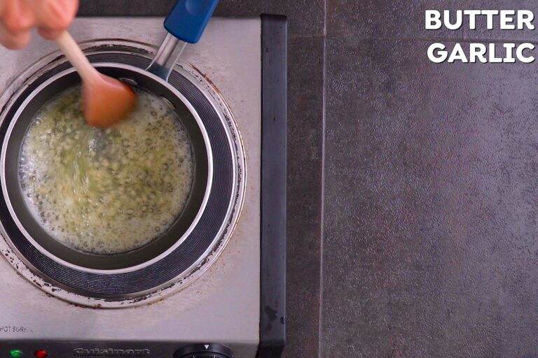 To make lemon garlic butter sauce, add minced garlic into brown butter. (For a simple lemon butter you can skip this step.)