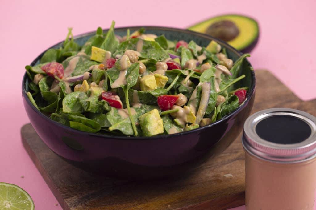 Lemon Tahini Salad Dressing & Spinach Salad