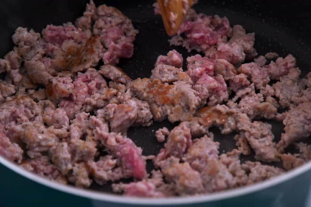 Cook breakfast sausage and set aside.