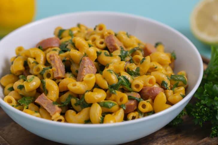 Mac and Cheese Hot Dog Skillet