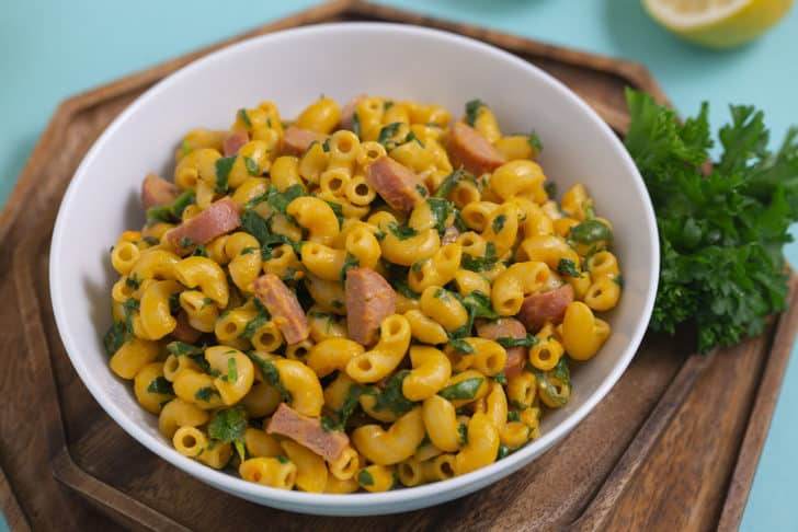 Boxed Mac and Cheese with Hot Dogs