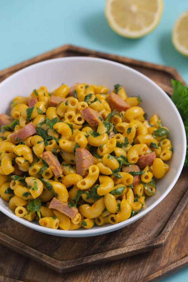 One Pot Mac and Cheese with Hot Dogs