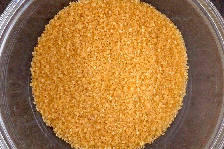 Demerara Sugar: a minimally-processed type of cane sugar with a golden-brown color, caramel-like flavor, and coarse texture that's perfect for palmiers.