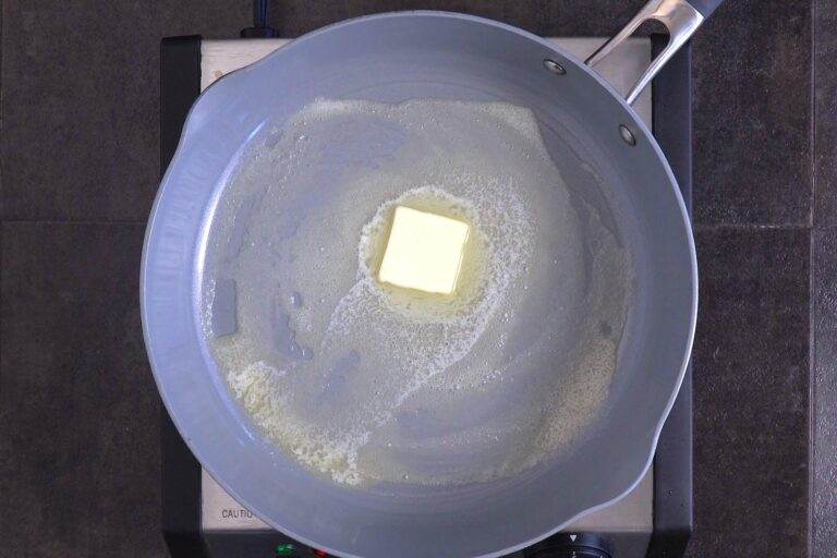 Heat butter for 1-2 minutes, until it's hot and almost smoking.