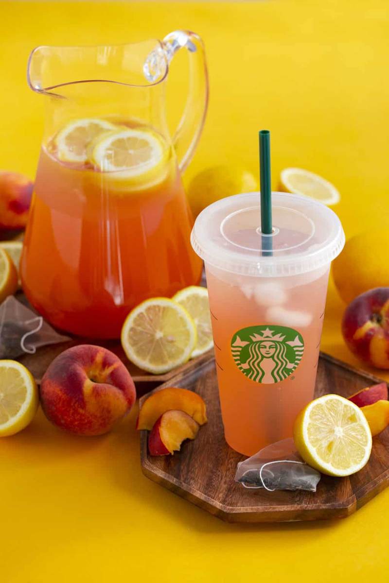 DIY Starbucks Iced Peach Green Tea Lemonade Recipe