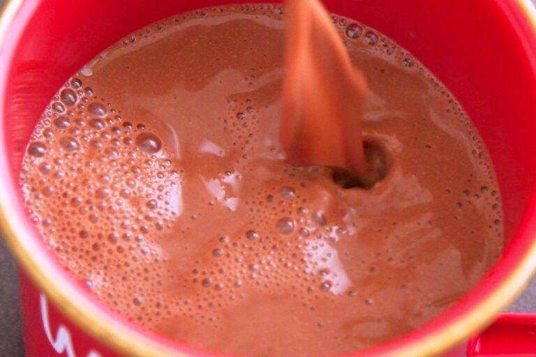 Serve peppermint hot chocolate in a mug with your favorite toppings!