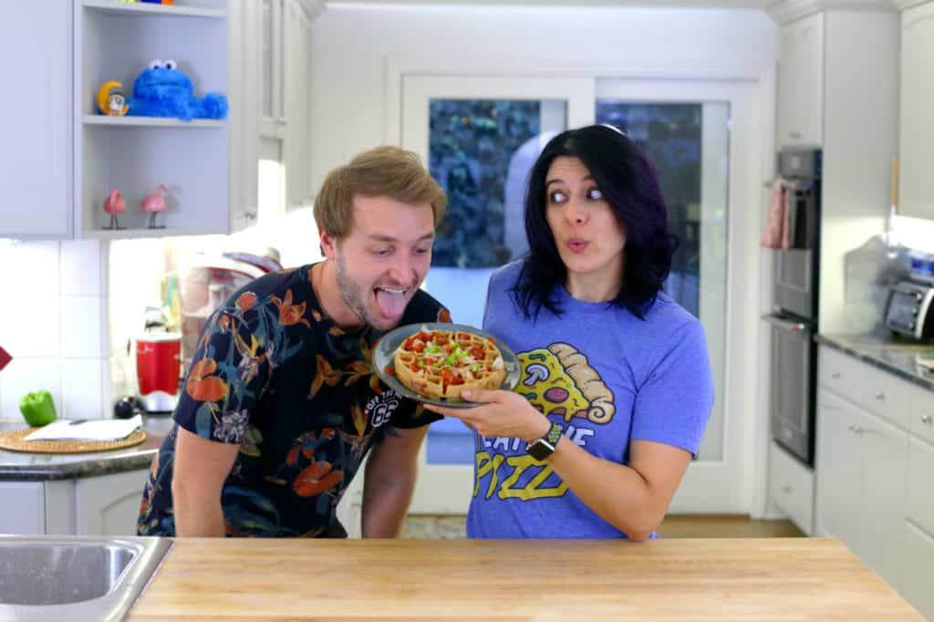 Gluten Free Pizza Waffles, how to make healthy waffles, brown rice flour waffles, waffle maker pizza, savory waffle recipe, gluten free waffles