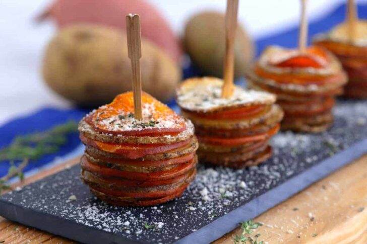Parmesan Potato Stacks Recipe, healthy Thanksgiving appetizers