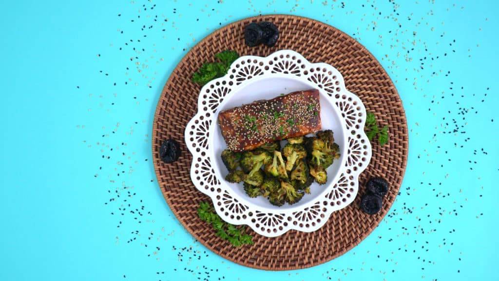 Sweet Balsamic Glazed Salmon & Dijon Broccoli